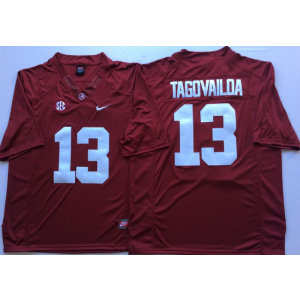 NCAA Alabama Crimson Tide 13 Tua Tagovailoa Red College Football Men Jersey