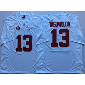 NCAA Alabama Crimson Tide 13 Tua Tagovailoa White College Football Men Jersey