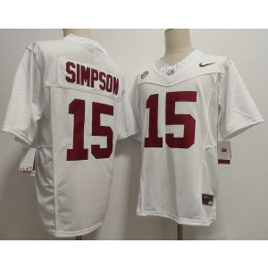 NCAA Alabama Crimson Tide 15 Ty Simpson White F.U.S.E. Vapor Limited Men Jersey