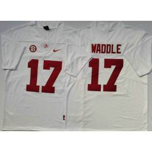 NCAA Alabama Crimson Tide 17 Waddle White Men Jersey