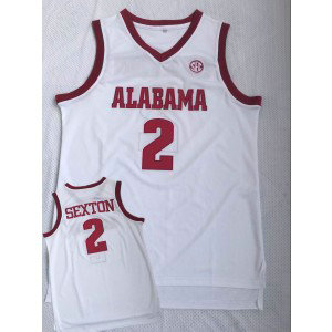 NCAA Alabama Crimson Tide 2 Collin Sexton White College Basketball Men Jersey