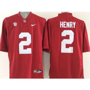 NCAA Alabama Crimson Tide 2 Derrick Henry Red SEC Patch Men Jersey