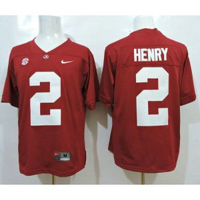 NCAA Alabama Crimson Tide 2 Derrick Henry Red SEC Patch Men Jersey With SEC Patch