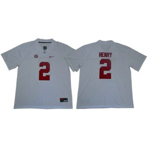 NCAA Alabama Crimson Tide 2 Derrick Henry White Nike College Football Men Jersey