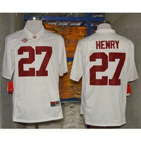 NCAA Alabama Crimson Tide 27 Derrick Henry White Men Football Jersey