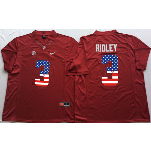 NCAA Alabama Crimson Tide 3 Calvin Ridley Red USA Flag Men Jersey