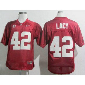 NCAA Alabama Crimson Tide 42 Eddie Lacy Red SEC Patch Men Jersey