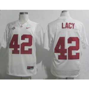 NCAA Alabama Crimson Tide 42 Eddie Lacy White SEC Patch Men Jersey