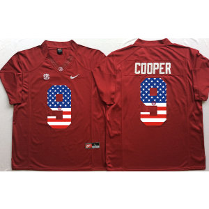 NCAA Alabama Crimson Tide 9 Amari Cooper Red USA Flag Men Jersey