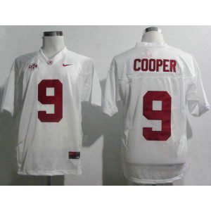 NCAA Alabama Crimson Tide 9 Amari Cooper White SEC Patch Men Jersey