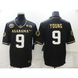 NCAA Alabama Crimson Tide 9 Bryce Young 2022 Patch Black Gold College Football Limited Men Jersey