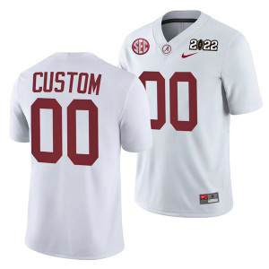 NCAA Alabama Crimson Tide Customized White 2022 Patch Black College Football Limited Men Jersey