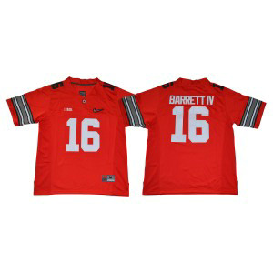 NCAA Buckeyes 16 J.T. Barrett IV Red With Diamond Logo Football Men Jersey
