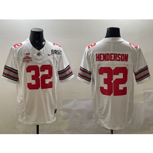 NCAA Buckeyes 32 TreVeyon Henderson White 2025 Champion F.U.S.E. Vapor Limited Men Jersey