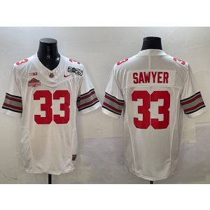 NCAA Buckeyes 33 Jack Sawyer White 2025 Champion F.U.S.E. Vapor Limited Men Jersey