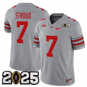 NCAA Buckeyes 7 C.J. Stroud Gray 2025 CFP Final Patch F.U.S.E. Vapor Limited Men Jersey