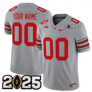 NCAA Buckeyes Customized Gray 2025 CFP Final Patch F.U.S.E. Vapor Limited Men Jersey