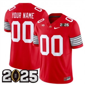 NCAA Buckeyes Customized Red 2025 CFP Final Patch F.U.S.E. Vapor Limited Men Jersey
