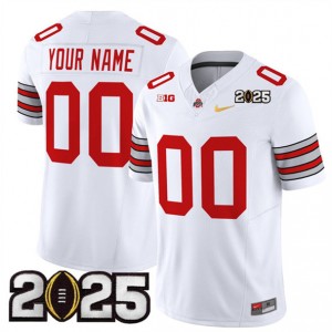 NCAA Buckeyes Customized White Gold 2025 CFP Final Patch F.U.S.E. Vapor Limited Men Jersey