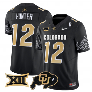 NCAA Buffaloes 12 Travis Hunter Black F.U.S.E. Vapor Limited Men Jersey with Big 12 XII Patch