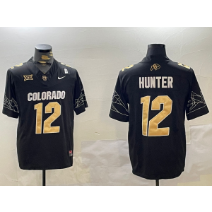 NCAA Buffaloes 12 Travis Hunter Black Gold F.U.S.E. Vapor Limited Men Jersey