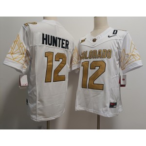 NCAA Buffaloes 12 Travis Hunter White Gold F.U.S.E. Vapor Limited Men Jersey