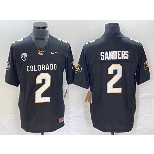 NCAA Buffaloes 2 Shedeur Sanders Black 2023 F.U.S.E Vapor Limited Men Jersey with Pac-12 Patch