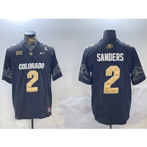 NCAA Buffaloes 2 Shedeur Sanders Black Gold F.U.S.E. Vapor Limited Men Jersey
