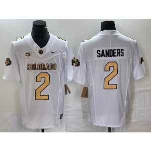 NCAA Buffaloes 2 Shedeur Sanders White 2023 F.U.S.E Vapor Limited Men Jersey with pac-12 Patch