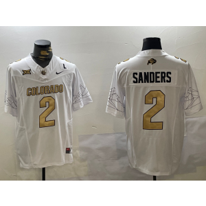 NCAA Buffaloes 2 Shedeur Sanders White Gold F.U.S.E. Vapor Limited Men Jersey