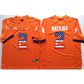 NCAA Clemson Tigers 2 Sammy Watkins Orange USA Flag Men Jersey