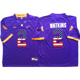 NCAA Clemson Tigers 2 Sammy Watkins Purple USA Flag Men Jersey