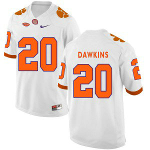 NCAA Clemson Tigers 20 Brian Dawkins White College Football Men Jersey