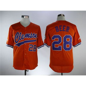 NCAA Clemson Tigers 28 Seth Beer Orange College Baseball Men Jersey