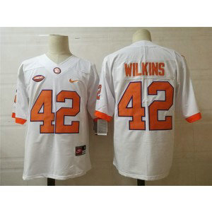 NCAA Clemson Tigers 42 WILKINS White Men Jersey