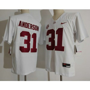NCAA Crimson Tide 31 Anderson White Vapor Limited Men Jersey
