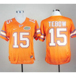 NCAA Florida Gators 15 Tim Tebow Orange Men Jersey