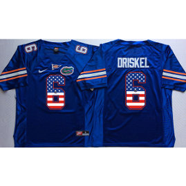 NCAA Florida Gators 6 Jeff Driskel Blue USA Flag Men Jersey