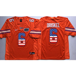 NCAA Florida Gators 6 Jeff Driskel Orange USA Flag Men Jersey