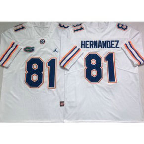 NCAA Florida Gators 81 Aaron Hernandez White Men Jersey
