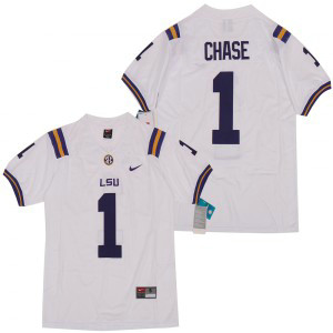 NCAA LSU Tigers 1 Ja'marr Chase White Nike College Football Men Jersey