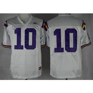 NCAA LSU Tigers 10 Anthony Jennings White Men Jersey