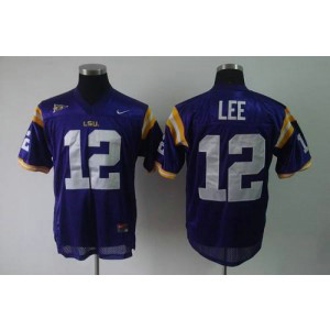 NCAA LSU Tigers 12 Jarrett Lee Purple Men Jersey