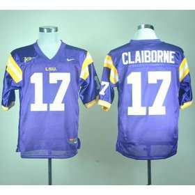 NCAA LSU Tigers 17 Morris Claiborne Purple Men Jersey