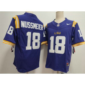 NCAA LSU Tigers 18 Garrett Nussmeier Purple F.U.S.E. Vapor Limited Men Jersey