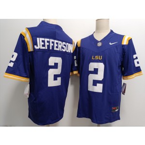 NCAA LSU Tigers 2 Justin Jefferson Purple F.U.S.E. Vapor Limited Men Jersey