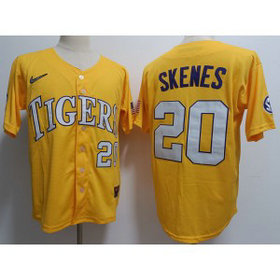 NCAA LSU Tigers 20 Paul Skenes Yellow Nike Men Jersey