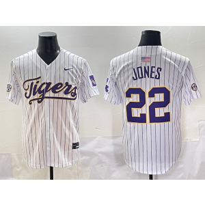 NCAA LSU Tigers 22 Jones White Baseball Vapor Limited Men Jersey