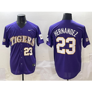 NCAA LSU Tigers 23 Hernandez Purple Baseball Vapor Limited Men Jersey