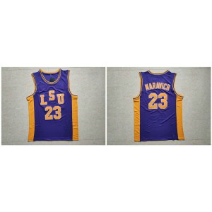 NCAA LSU Tigers 23 Pete Maravich Purple College Basketball Men Jersey